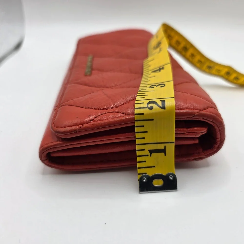 Vera Bradley Orange Quilted Leather Trifold Wallet Floral Interior Snap Closure - Picture 5 of 10